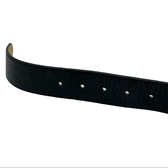 Vintage LEATHEROCK Black Leather Belt Large Crystal Encrusted Buckle - Picture 9 of 11